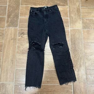Abercrombie & Fitch Black Distressed High-Rise Straight Jeans - Size 8